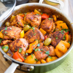 Poulet au Paprika with Bell Peppers and Green Olives