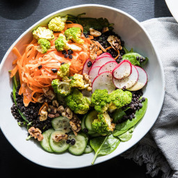 Power Bowl with Rainbow Vegetables and Zesty Dijon Dressing