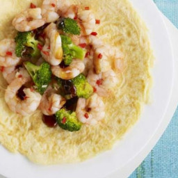 Prawn and broccoli Asian omelette