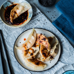 Prawn and Ginger Dumplings with Black Vinegar and Chilli Sauce