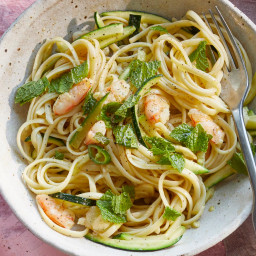 Prawn Linguine with Zucchini, Anchovy, Mint and Chilli Recipe