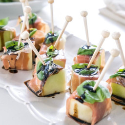 Prosciutto and Honeydew Bites with Balsamic and Black Pepper