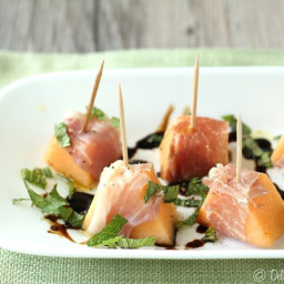 Prosciutto-Wrapped Cantaloupe with Balsamic Reduction