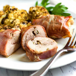 Prosciutto Wrapped Chicken with Roasted Cauliflower