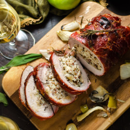 Prosciutto-Wrapped Pork Loin with Apple & Rice Stuffing