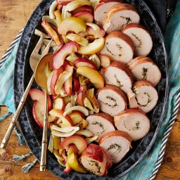 Prosciutto-Wrapped Pork with Roasted Apples and Fennel