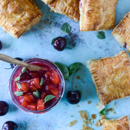 Puff Pastry Pop Tarts with Goat Cheese and Cherry Peach Chutney.