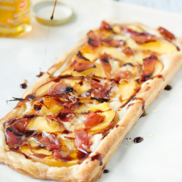 Puff Pastry Tart with Peach, Prosciutto & Brie ~ Simple and Amazing