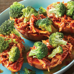 Pulled Barbecue Chicken with Sweet Potatoes & Broccoli