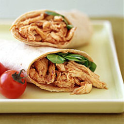 Pulled chicken barbecue wrap