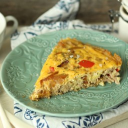 Pulled Pork, Caramelized Onion, and Red Pepper Frittata