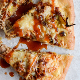 Pulled Pork Pizza with Maple Leeks, Roasted Garlic and Aged Cheddar