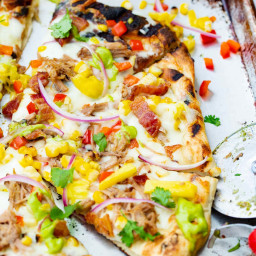 Pulled Pork Pizza with Sweet Corn and Cilantro Cream