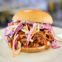 Pulled Pork Sandwich with BBQ Sauce and Coleslaw