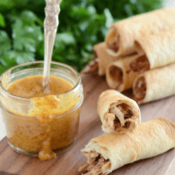 Pulled Pork Taquitos with Honey Mustard BBQ Sauce