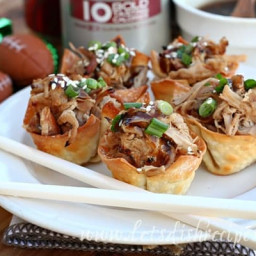 Pulled Pork Wonton Cups with Dr Pepper Glaze