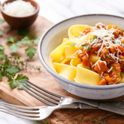 Pumkin Bolognese with Pappardelle Pasta