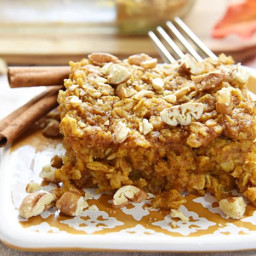 Pumpkin Baked Oatmeal with Maple and Pecans {Dairy-Free}