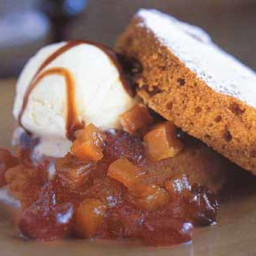 Pumpkin Cake with Sage Ice Cream and Pumpkin Cherry Compote