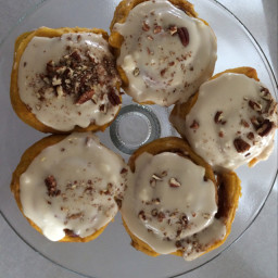 Pumpkin Cinnamon Buns with Maple Cream Cheese Frosting
