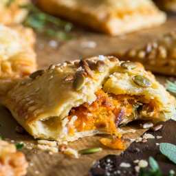 Pumpkin Flaky Pastries with Caramelised Onions and Cheddar