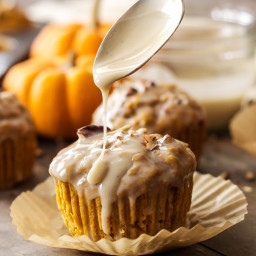 Pumpkin Pecan Muffins with Bourbon Maple Glaze