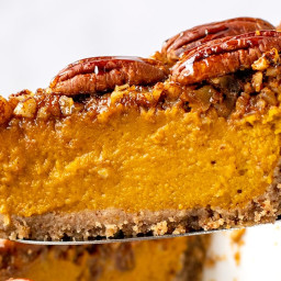 Pumpkin Pie With Pecan Crust & Topping (Gluten-Free, Dairy-Free, Paleo)