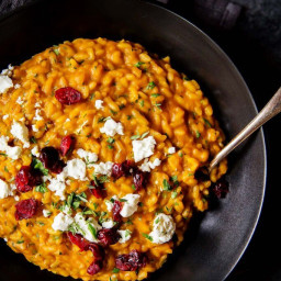 Pumpkin Risotto with Goat Cheese and Dried Cranberries