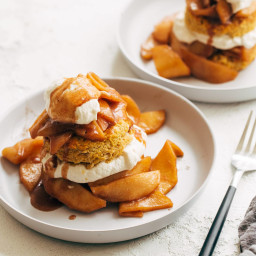 Pumpkin Shortcakes with Cinnamon Apples and Maple Whipped Cream Cheese