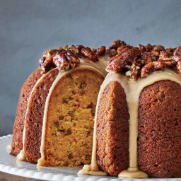 Pumpkin-Spice Bundt with Brown Sugar Icing and Candied Pecans Recipe