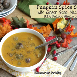 Pumpkin Spice Soup with Ginger Sage Meatballs {AIP, Paleo}