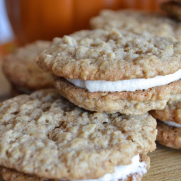 Pumpkin Spiced Oatmeal Cream Pies with Maple Frosting