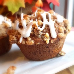 Pumpkin Streusel Muffins Drizzled with White Chocolate