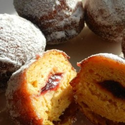 Pumpkin Sufganiot with Cranberry Jelly