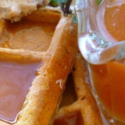 Pumpkin Waffles with Apple Cider Syrup