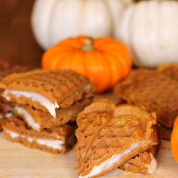 Pumpkin Waffles with Cream Cheese Filling