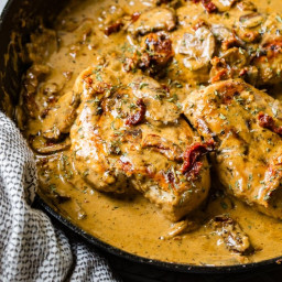 Quick and Easy Creamy Herb Chicken with Sun-Dried Tomatoes [+ Video]