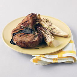 Quick-Brined Grilled Pork Chops with Treviso and Balsamic Glaze