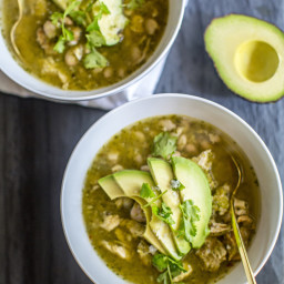 Quick + Easy Salsa Verde Chicken and White Bean Soup