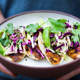 Quick Grilled Fish Tacos with Cilantro Lime Cabbage Slaw