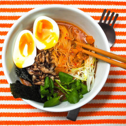Quick Kimchi Ramen With Shiitake Mushrooms and Soft-Cooked Egg Recipe