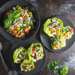 Quick-Marinated White Bean Salad and Feta Lettuce Cups Recipe