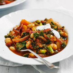 Quick squash, kale and butter bean stew