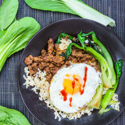 Quick Thai Beef Bok Choy Rice Bowl