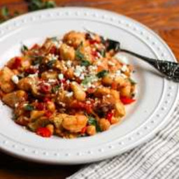 Quick Vegetarian Greek Gnocchi with Artichokes and Chickpeas
