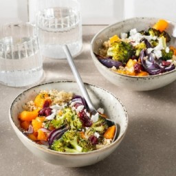 Quinoa Bowl with Roasted Veggies and Feta