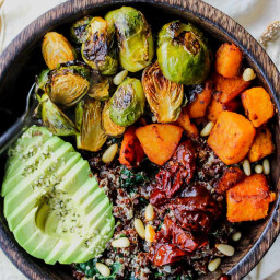 Quinoa Power Bowls with Maple Chipotle Brussels and Smoky Butternut Squash