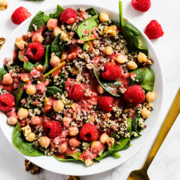 Quinoa Spinach Salad with Raspberry Vinaigrette