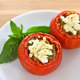 Quinoa Stuffed Tomatoes with Pesto and Goat Cheese