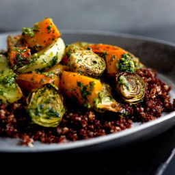 Quinoa With Roasted Winter Vegetables and Pesto
